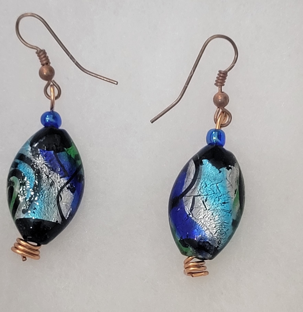 3/$21 Blue & Silver Glass earrings